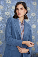 Chaqueta moda mujer azul identidad de marca luna llena