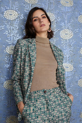 Chaqueta verde con estampado geométrico luna llena