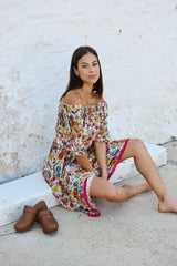 vestido mulitiflores de corte midi