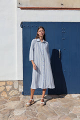 vestido camisero rayitas color azul