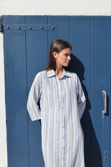 vestido camisero rayitas aul