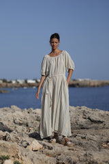 Vestido de rayitas de corte largo