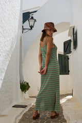 vestido de rayitas en color verde con tirantes