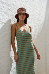 vestidos de tirantes estampado rayitas en color verde