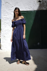 vestido largo de verano en color azul