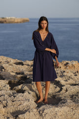 vestido de corte midi en color azul