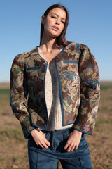 Giacca in velluto floreale