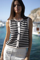 top crochet rays combinadas negro y natural