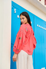 detalle del bluson coral bordado