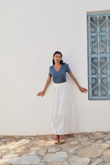 Gonna lunga in cotone bianco Jimena WE152