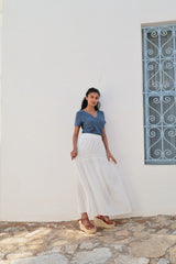 Gonna lunga in cotone bianco Jimena WE152