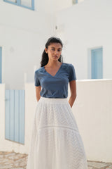 Gonna lunga in cotone bianco Jimena WE152