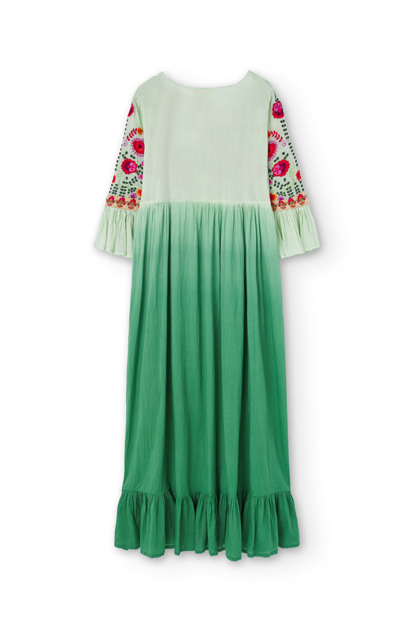 Vestido largo Olivia Ombre con bordado jardin RL30