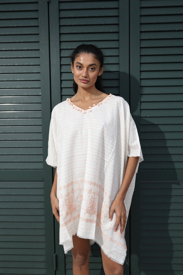 Embroidered Cotton Poncho PN439