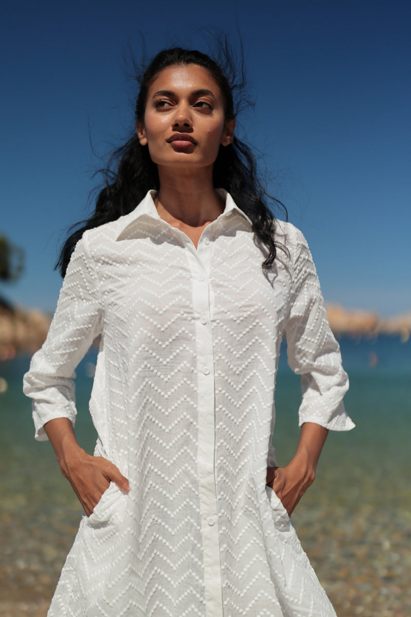 Vestido camisero blanco Miami WE808 - Main Image